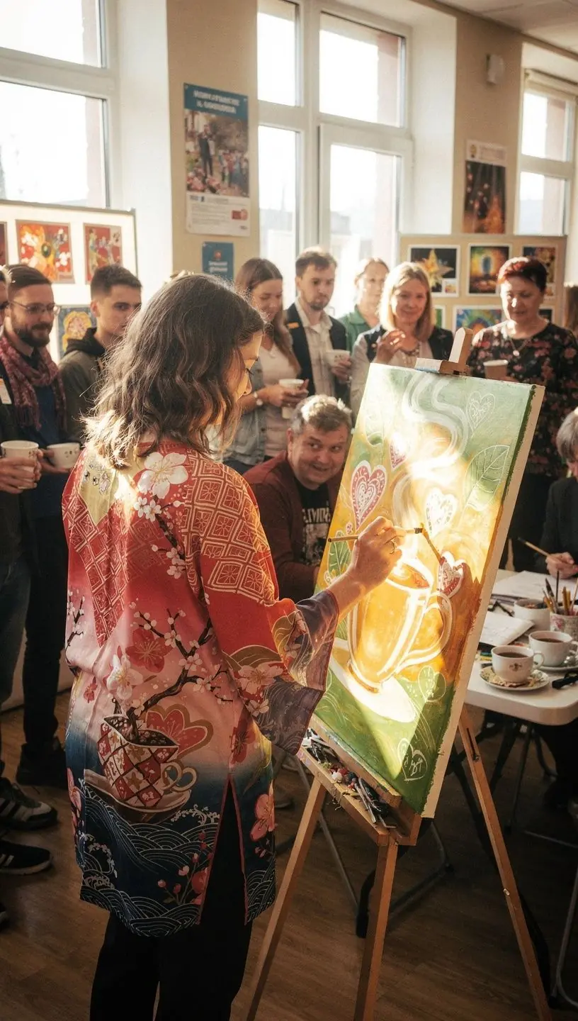 Japonų laukinės arbatos laukai su saulėlydžiu