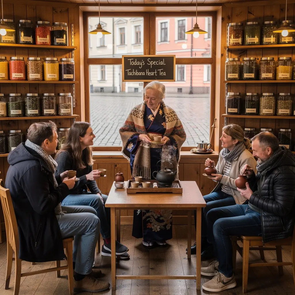 Šventosios arbatos ceremonijos akimirka su svečiais