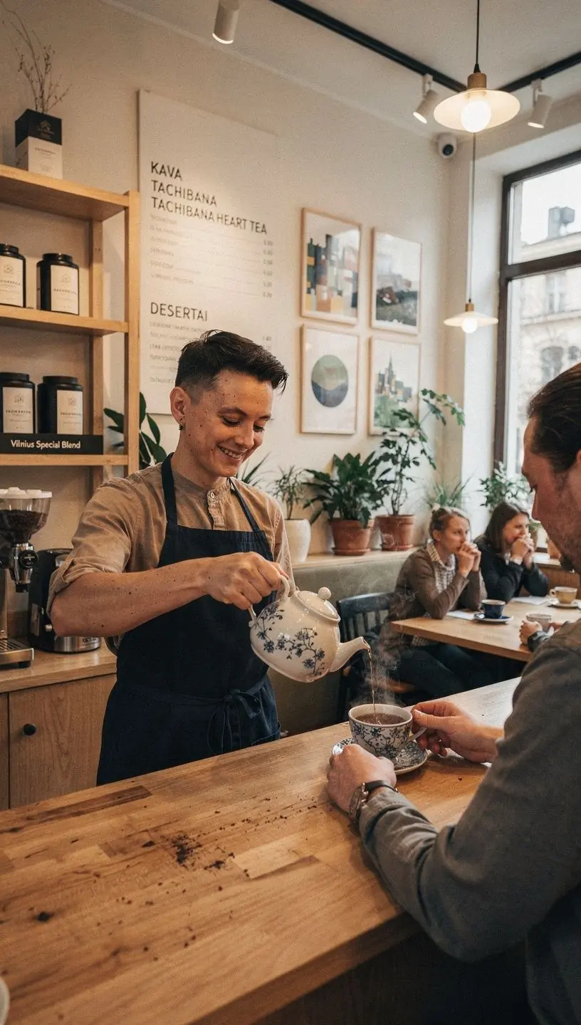 Ramybės ir harmonijos jausmas, atsispindintis Tachibana arbatos puodelyje